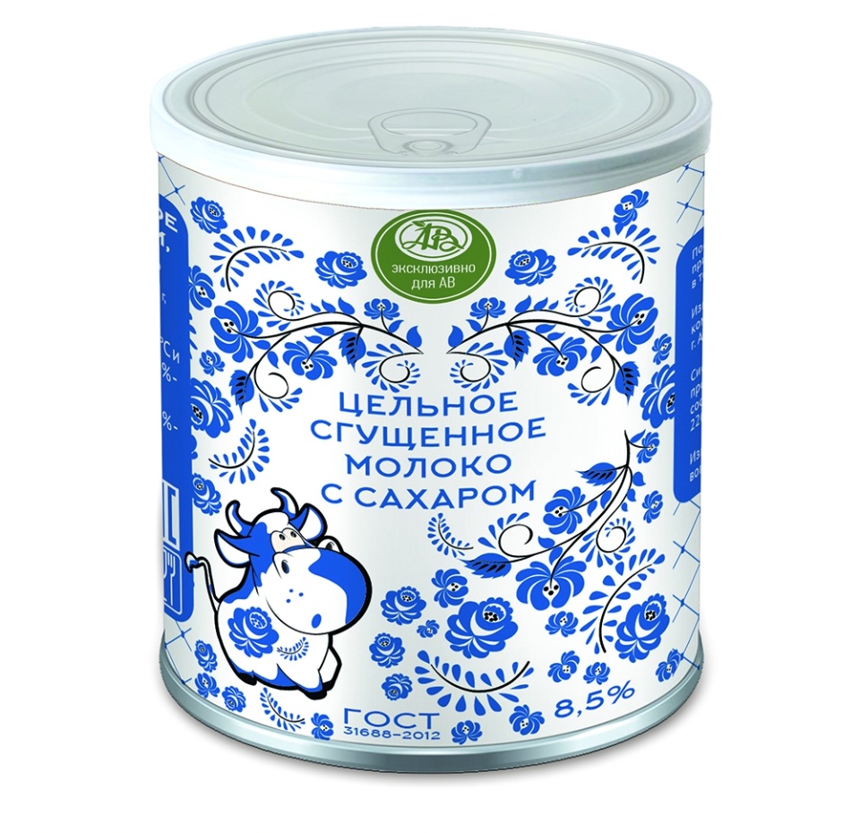

Молоко цельное 8.5% сгущенное с сахаром гжель 360г ЗАО "Алексеевский МКК" Россия