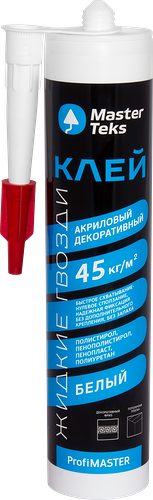 Клей MasterTeks ProfiMaster, жидкие гвозди, акриловый, 45 кг/м2, декоративный