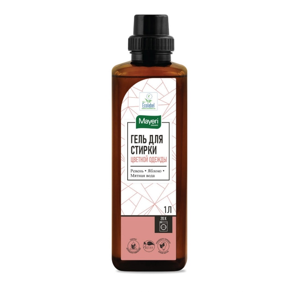

Гель для стирки цветного белья Organic «Ревень-яблоко» на основе мятной воды, Mayeri, 1 л, Эстония