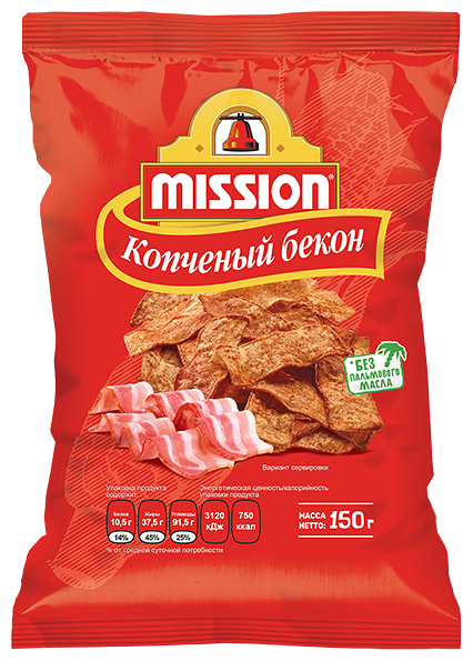 Чипсы кукурузные Mission Копчёный бекон