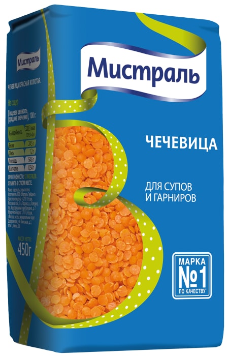 

Чечевица Мистраль красная колотая 450 г