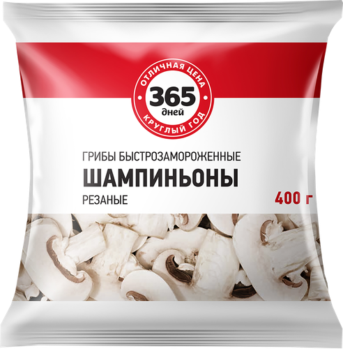 

Шампиньоны 365 ДНЕЙ резаные, 400 г