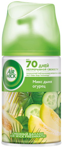 

Сменный баллон для автоматического аэрозольного освежителя воздуха Air Wick Фреш дыня-огурец 250 мл