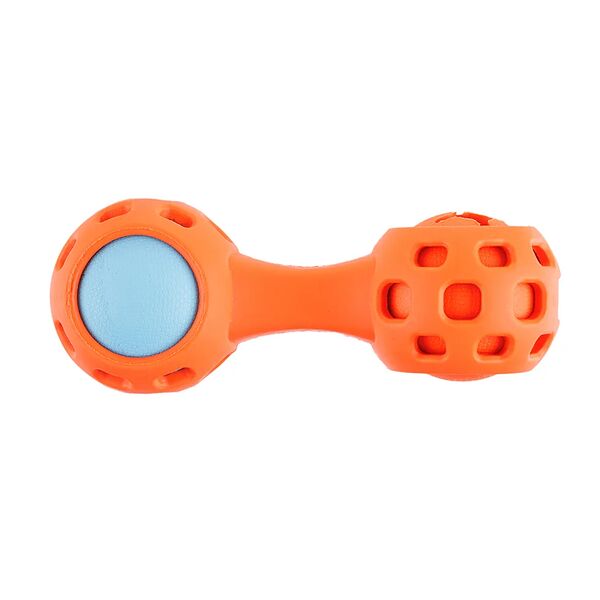 Игрушка для собак Гантель для лакомств с пищалкой, 12,8х5 см