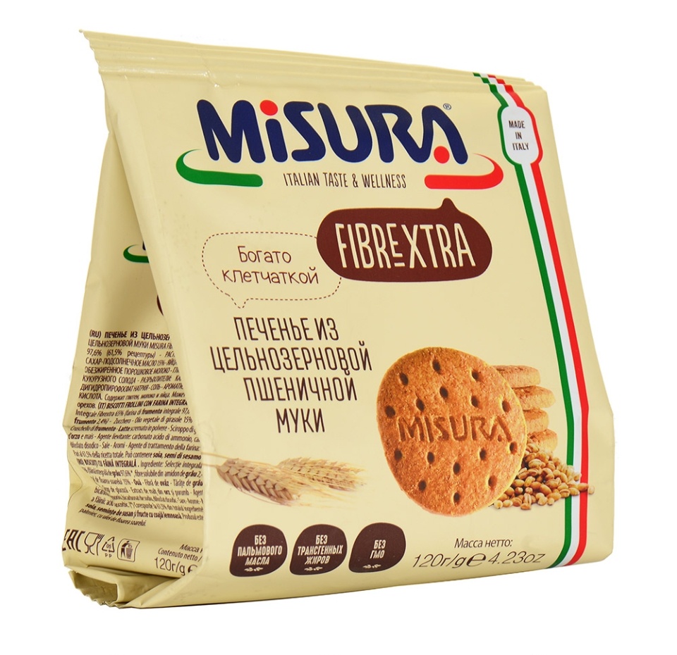 

Печенье Misura Fibrextra из цельнозерновой муки 120 г