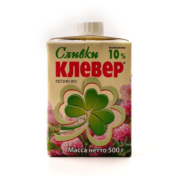 Сливки Клевер ультрапастеризованные 10%, 500 г