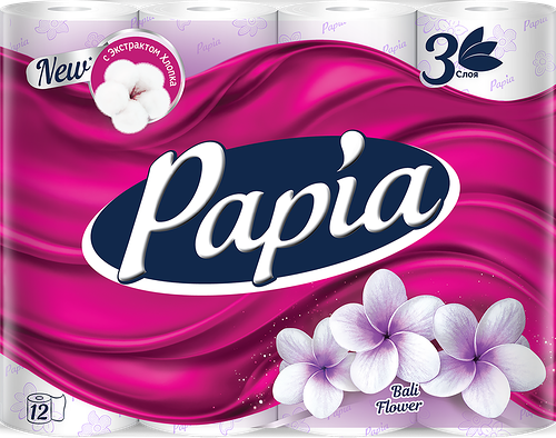 Туалетная бумага Papia Bali Flower 3 слоя, 12 рулонов