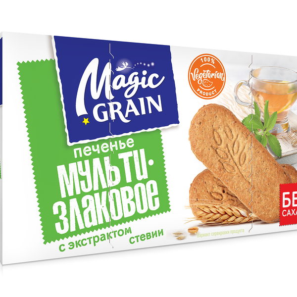 Печенье мультизлаковое Magic Grain с экстрактом стевии 150 г