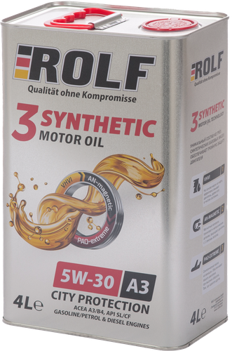 

Масло моторное Rolf 3-Synthetic 5W-30 синтетическое 4 л