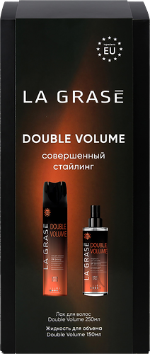 Набор подарочный женский LA GRASE Set Double Volume Лак для волос, 250мл+Жидкость для укладки волос, 150мл