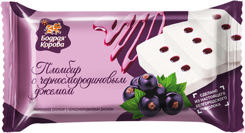 

Мороженое Бодрая Корова пломбир брикет с черникой 12% 220 г