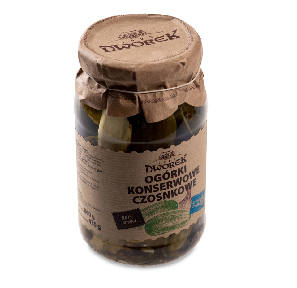 

Огурцы Dworek маринованные с чесноком 860г Польша