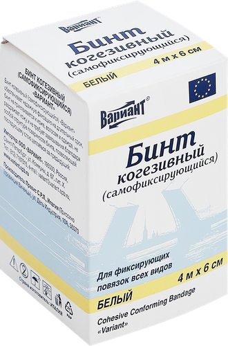 

Бинт когезивный Вариант самофиксирующийся белый 4 м х 6 см