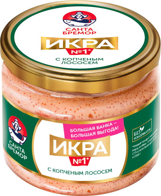 

Икра деликатесная Санта Бремор с копченым лососем 270 г