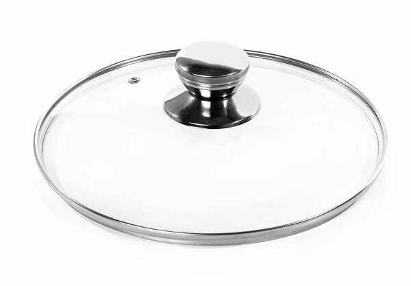 Крышка стеклянная Катюша металлический ободок ручка-металл, d 24 см