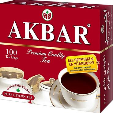 Чай акбар 100 пак*2 г черный байховый с ярлыками