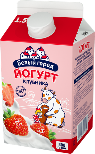 Йогурт питьевой Белый город клубника 1.5 %, 500 г