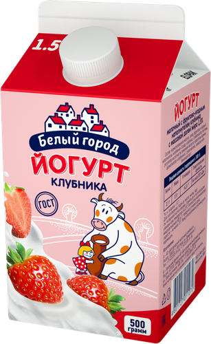 

Йогурт питьевой Белый город клубника 1.5% 500 г
