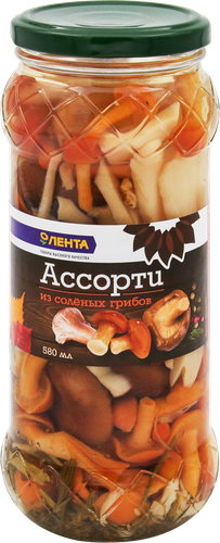 

Ассорти из соленых грибов Лента 580 мл