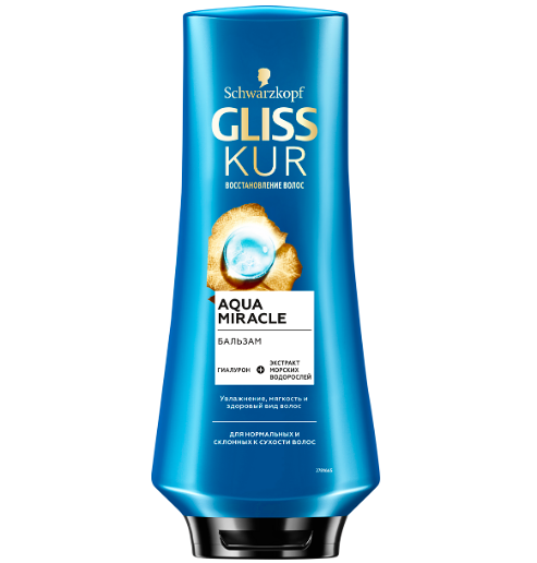 Бальзам для волос Gliss Kur Aqua Miracle для нормальных и склонных к сухости Увлажнение и мягкость, 360 мл