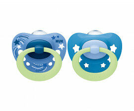 NUK соска силикон Signature Night синий 6-18M + N2