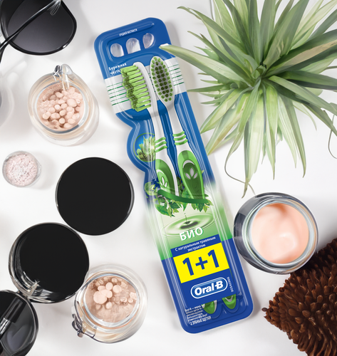 

Зубная щетка Oral-B Био средняя, 2 шт.цвет в ассортименте