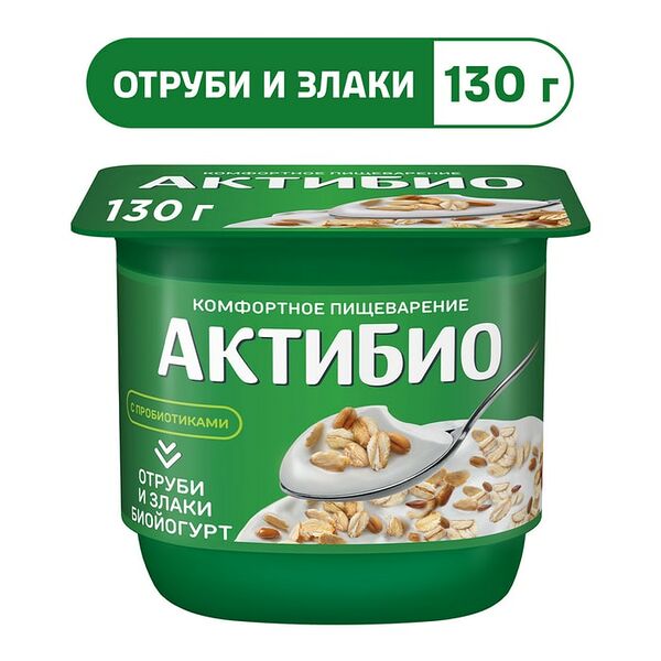 Био йогурт АКТИБИО Blactis с бифидобактериями отруби злаки 2.9% 130г
