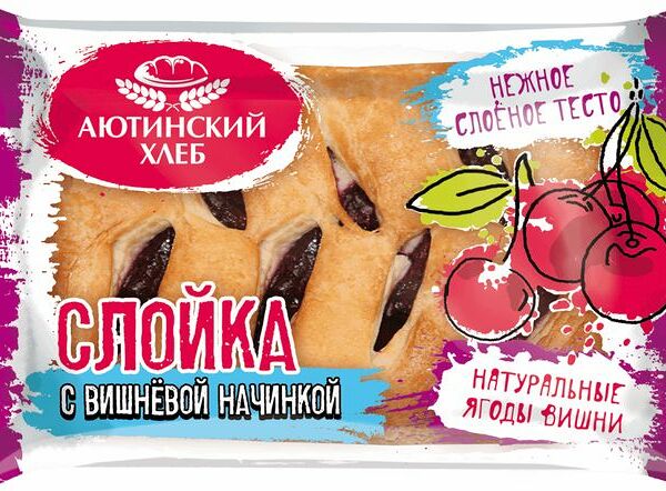 Слойка Аютинский Хлеб с вишней, 80г