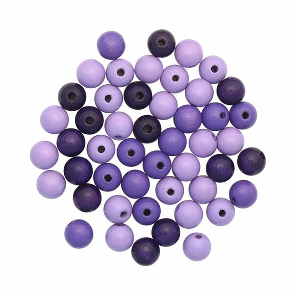 61654052 Бусины дерево,лиловый микс ,10мм,47шт.