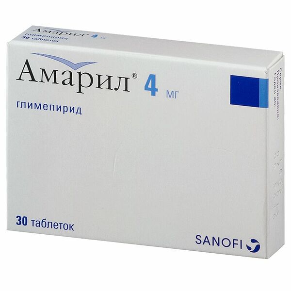 Амарил таблетки 4 мг 30 шт