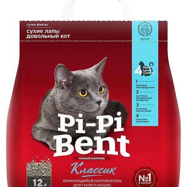 Наполнитель Pi-Pi-Bent минеральный комкующийся Классик 12 л 5 кг