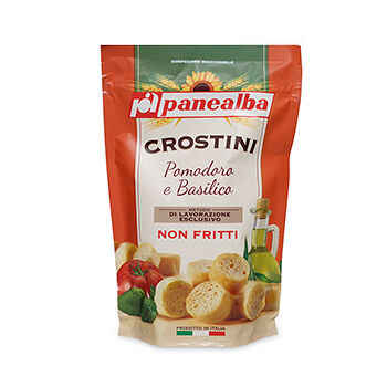 Гренки Panealba Crostini с помидорами и базиликом