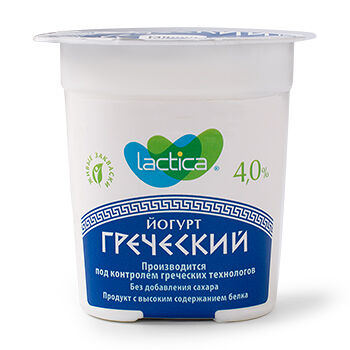 Йогурт натуральный Лактика Греческий 4%, Россия, БЗМЖ
