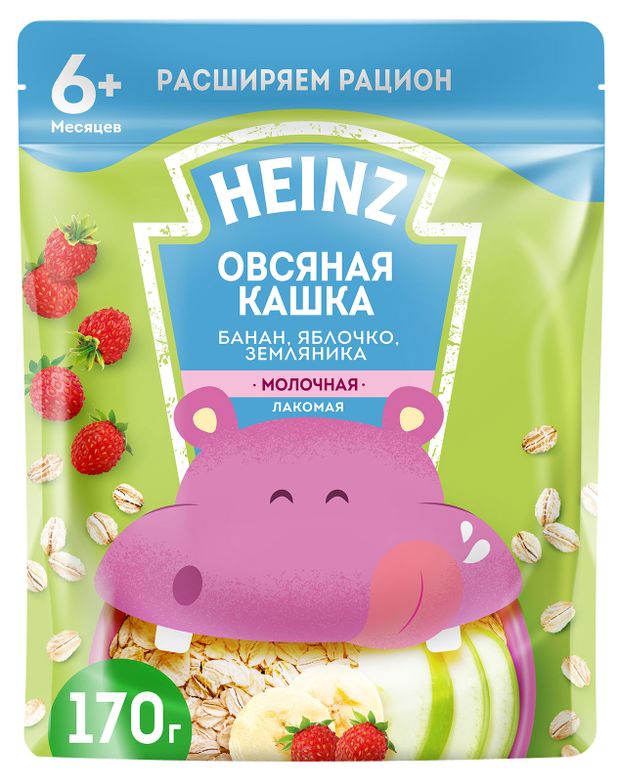 

Каша Heinz Овсяная Лакомая Банан-Яблоко-Земляника с 6 месяцев 170г