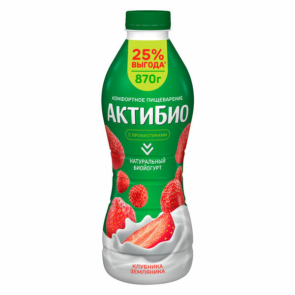 Биойогурт АктиБио клубника-земляника 1,5% 870г