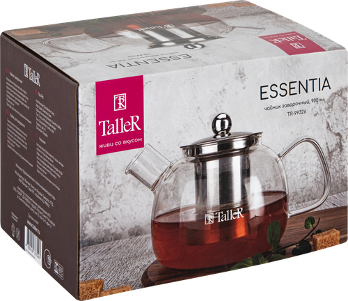 

Чайник заварочный Taller Essentia стекло нержавеющая сталь 900 мл арт. TR-99326