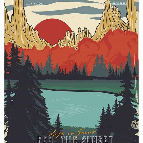 Тетрадь Prof-Press Закат и природа в клетку А5, 96 л