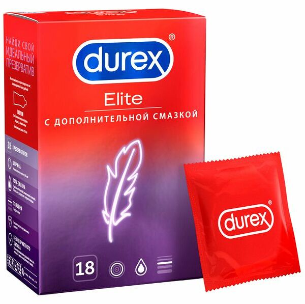 Durex Elite презервативы с дополнительной смазкой 18 шт