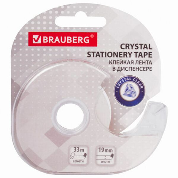 Клейкая лента Brauberg канцелярская кристальная, 19 мм х 33 м