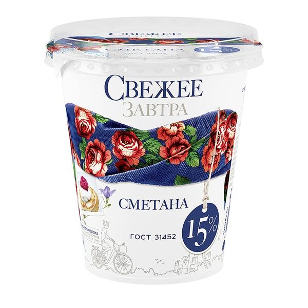 БЗМЖ Сметана Свежее Завтра 15%