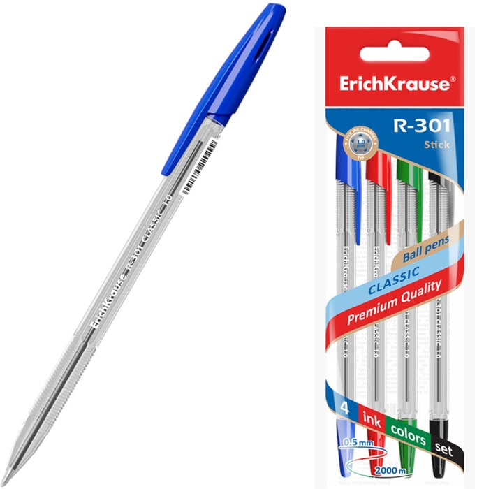 

Ручка шариковая ErichKrause Stick Original 1.0 R-301 4 шт