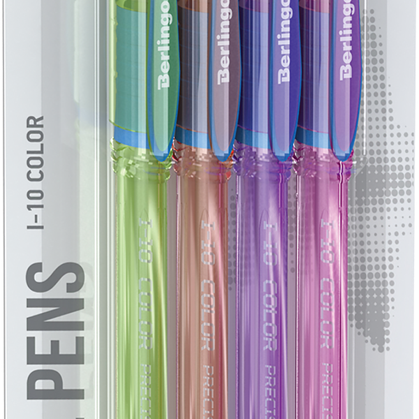 Набор шариковых ручек BERLINGO I-10 Color 0,4мм, синий, 4шт