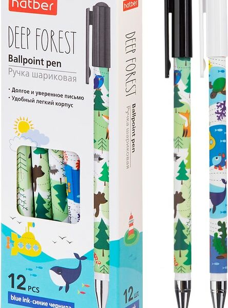 Набор ручек Hatber Deep Forest шариковая синяя 0.7мм 12шт