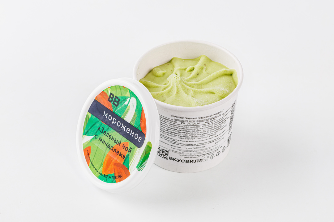 

Мороженое Вкусвилл Зеленый чай с миндалем 75 г