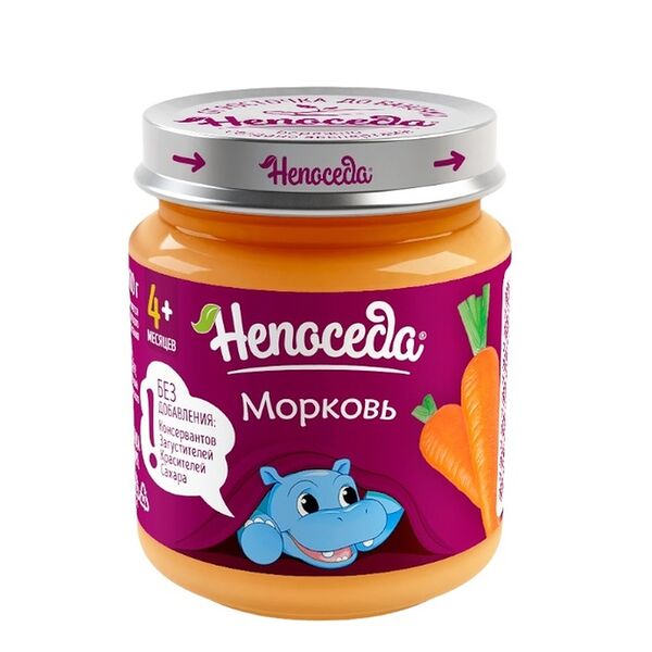 Пюре овощное Непоседа морковь без сахара с 4 месяцев ст/б