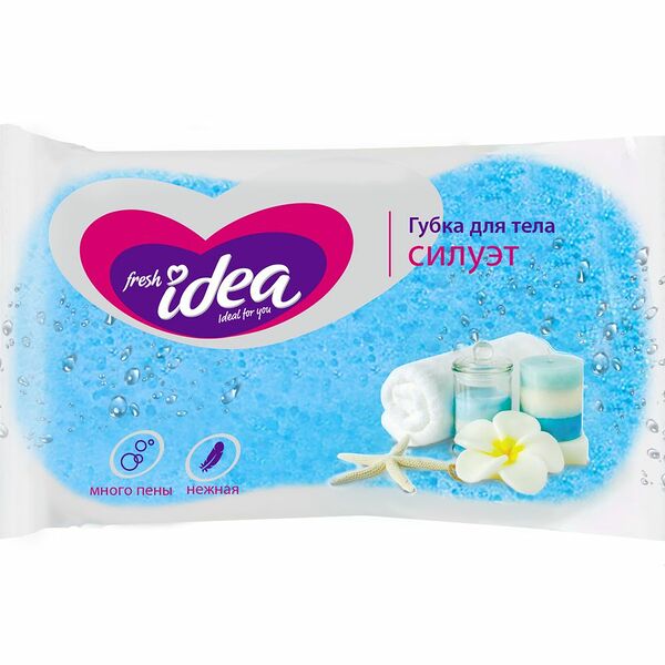 Губка для тела Fresh idea Силуэт, поролон, голубая