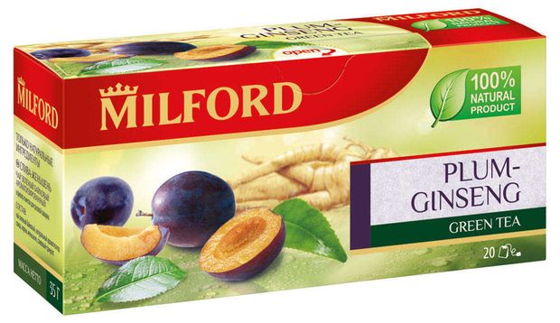 

Чай зеленый Milford Plum-ginseng в пакетиках, 20 шт.