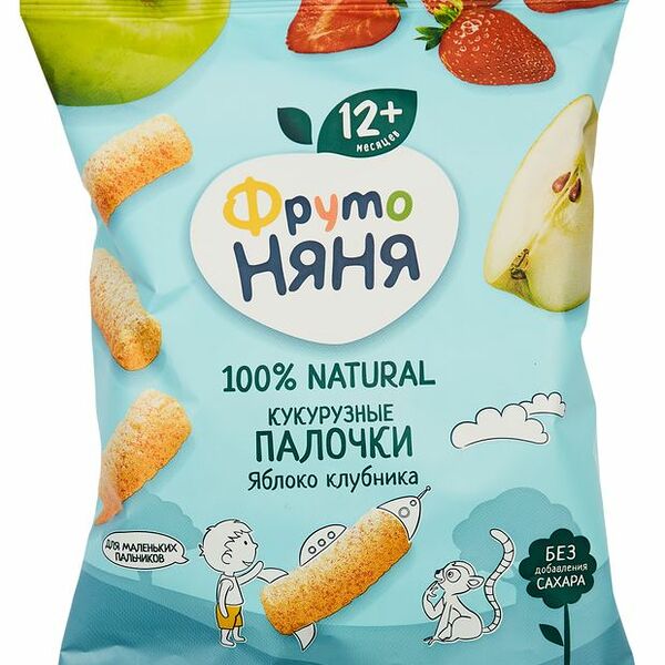 Палочки кукурузные ФрутоНяня яблоко-клубника 20г