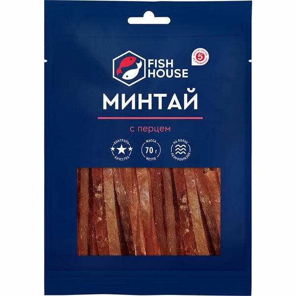 Минтай Fish House вяленый соломка c перцем, 70г