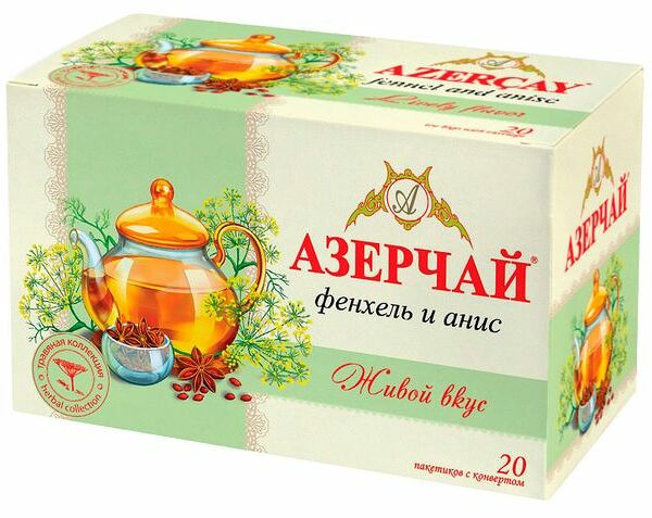Напиток чайный Азерчай Живой вкус фенхель анис 20 пак